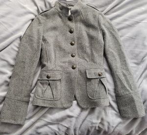 BANANA REPUBLIC Military Gray Wool Peplum Blazer